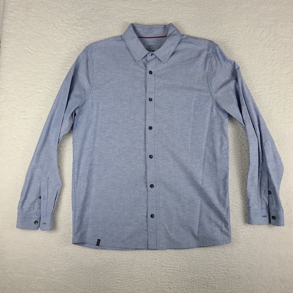 QOR Dress Shirt Mens Large‎ Blue QORKIT Button Up